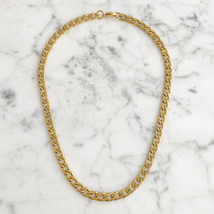 JOSH 16kt gold plated cuban chain necklace-GREEN BIJOU