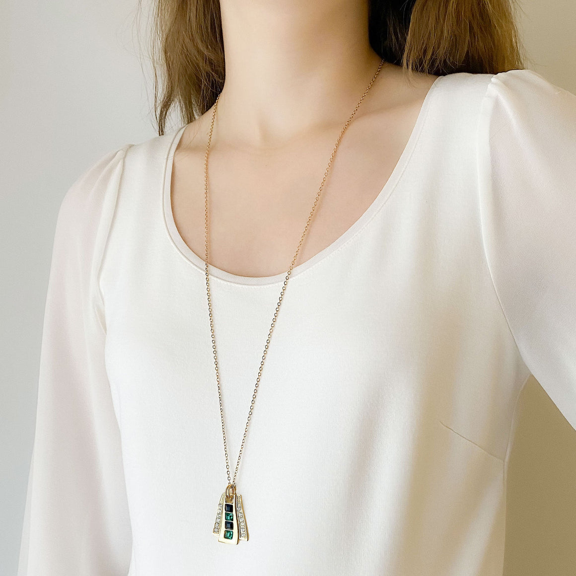 KAMAL Egyptian style gold necklace-GREEN BIJOU