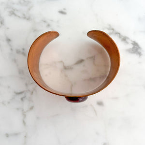 KASEY vintage amber cabochon hammered copper cuff bracelet - 