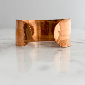 KASEY vintage amber cabochon hammered copper cuff bracelet - 