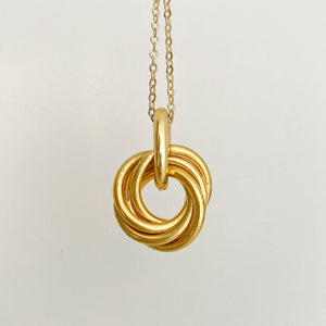KAYLA gold love knot pendant necklace-GREEN BIJOU