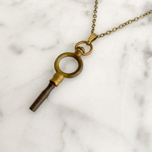 KEY TO MY HEART antique pocket watch key necklace from Paris - 
