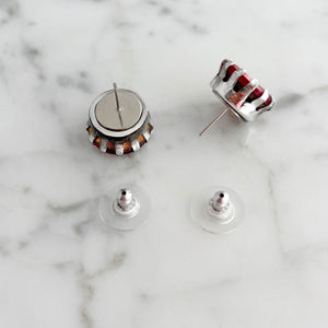 KHLOE vintage silver statement ruby red crystal stud earrings - 