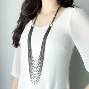 KIDWELL long grey pearl and chain necklace - 