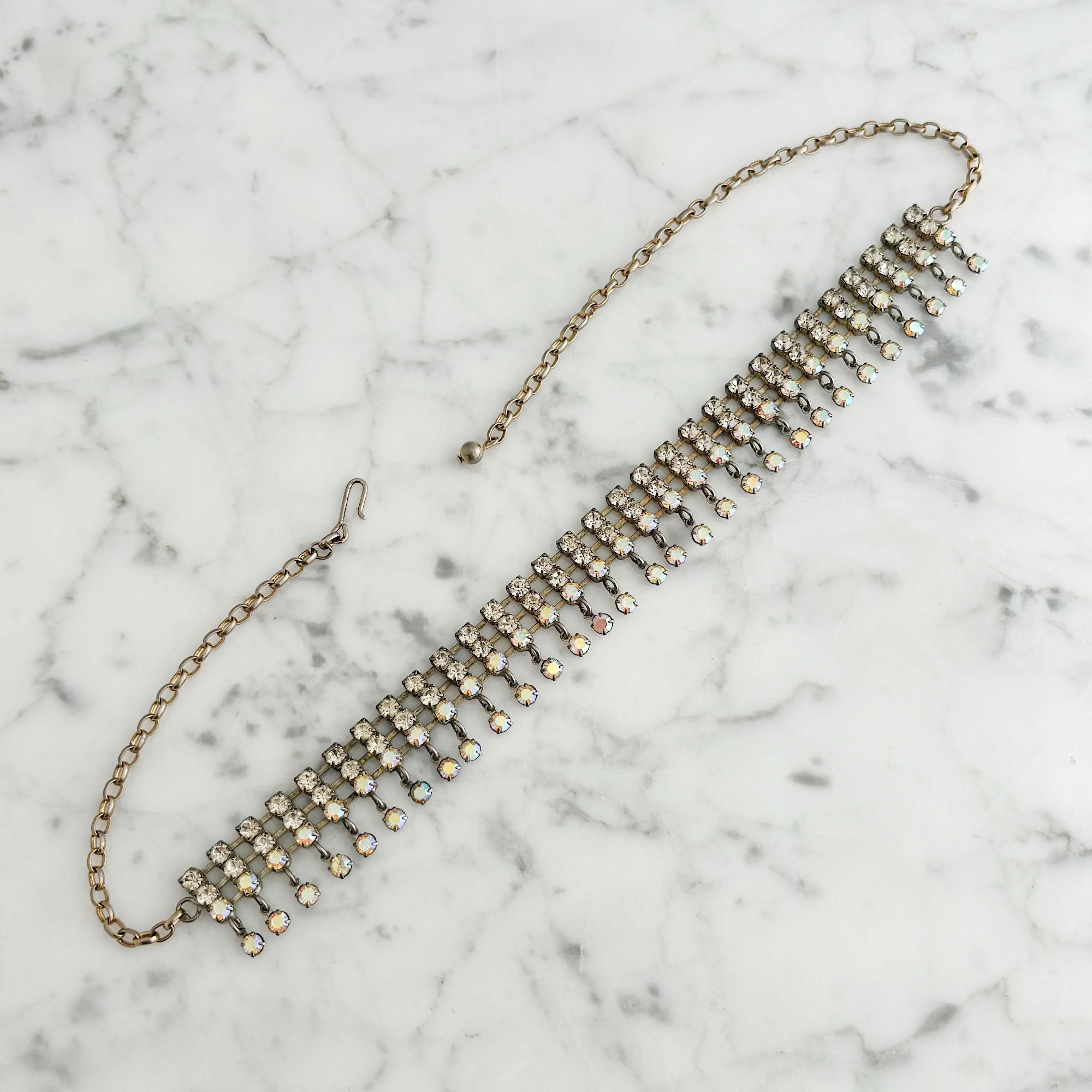 KIKI vintage aurora borealis rhinestone chain choker - 