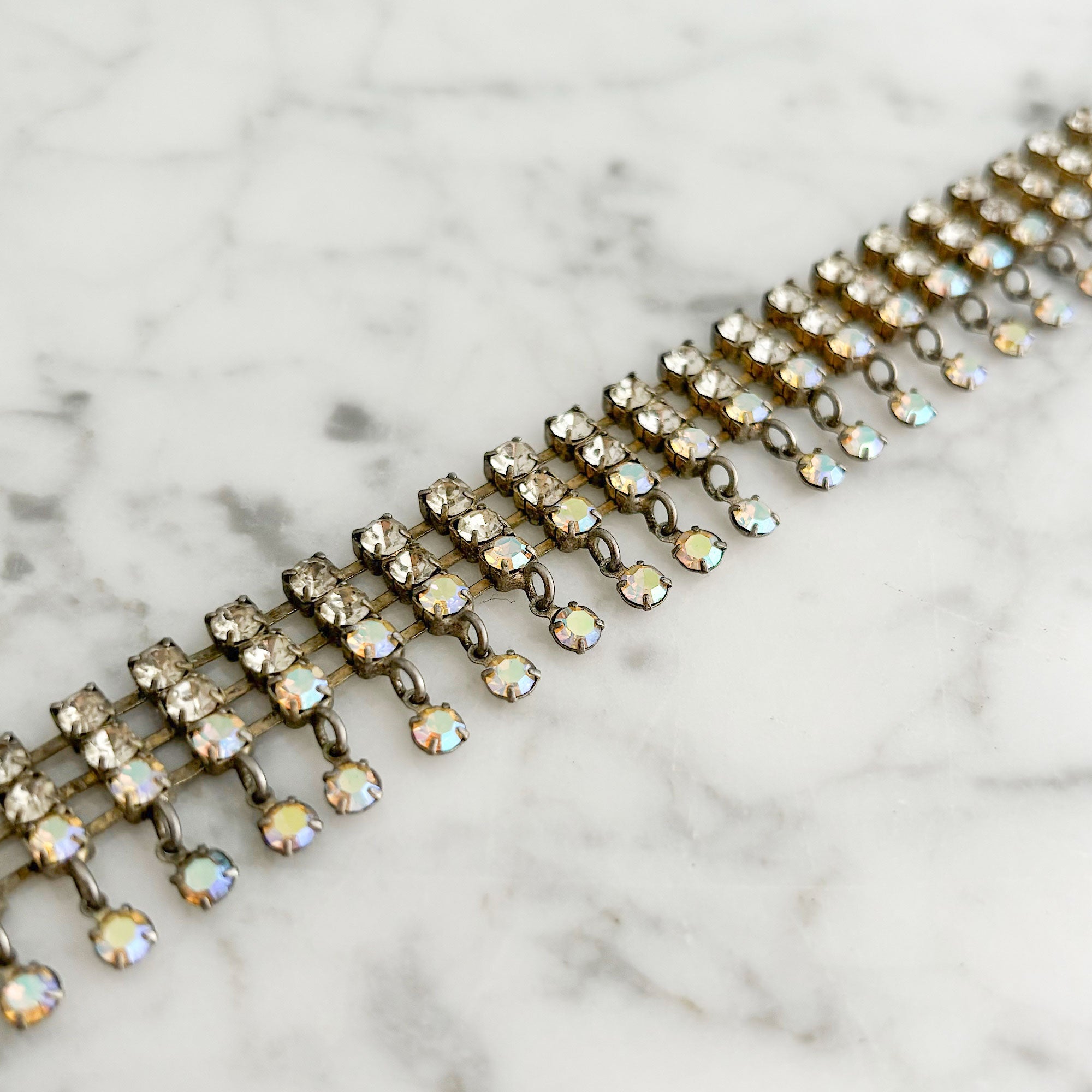 KIKI vintage aurora borealis rhinestone chain choker - 