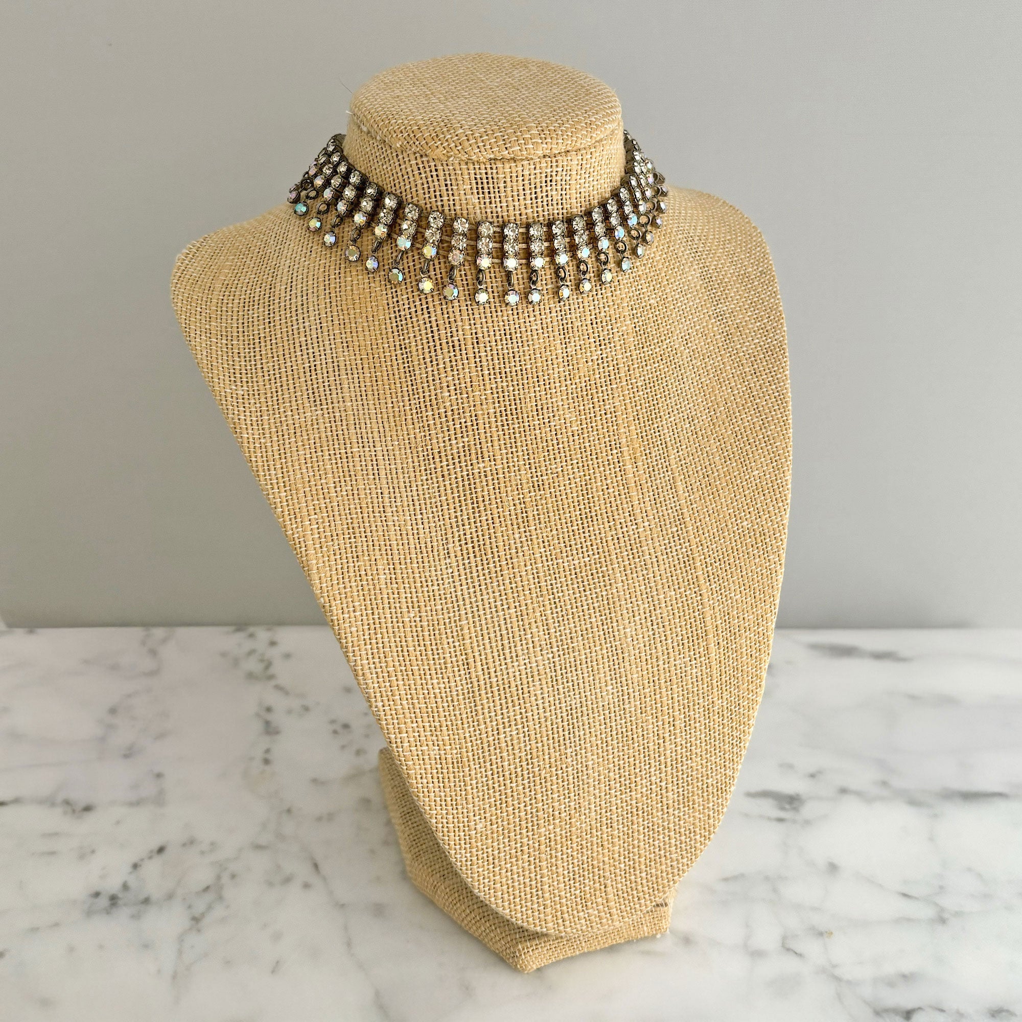 KIKI vintage aurora borealis rhinestone chain choker - 