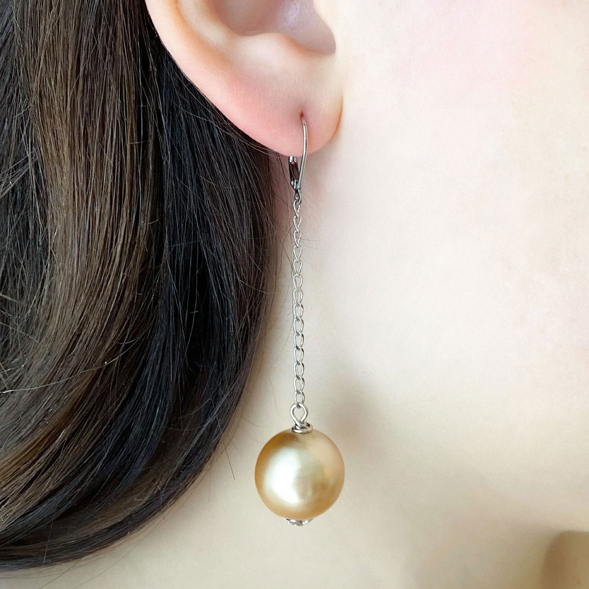 KINGSLEY peachy taupe ball drop earrings-GREEN BIJOU