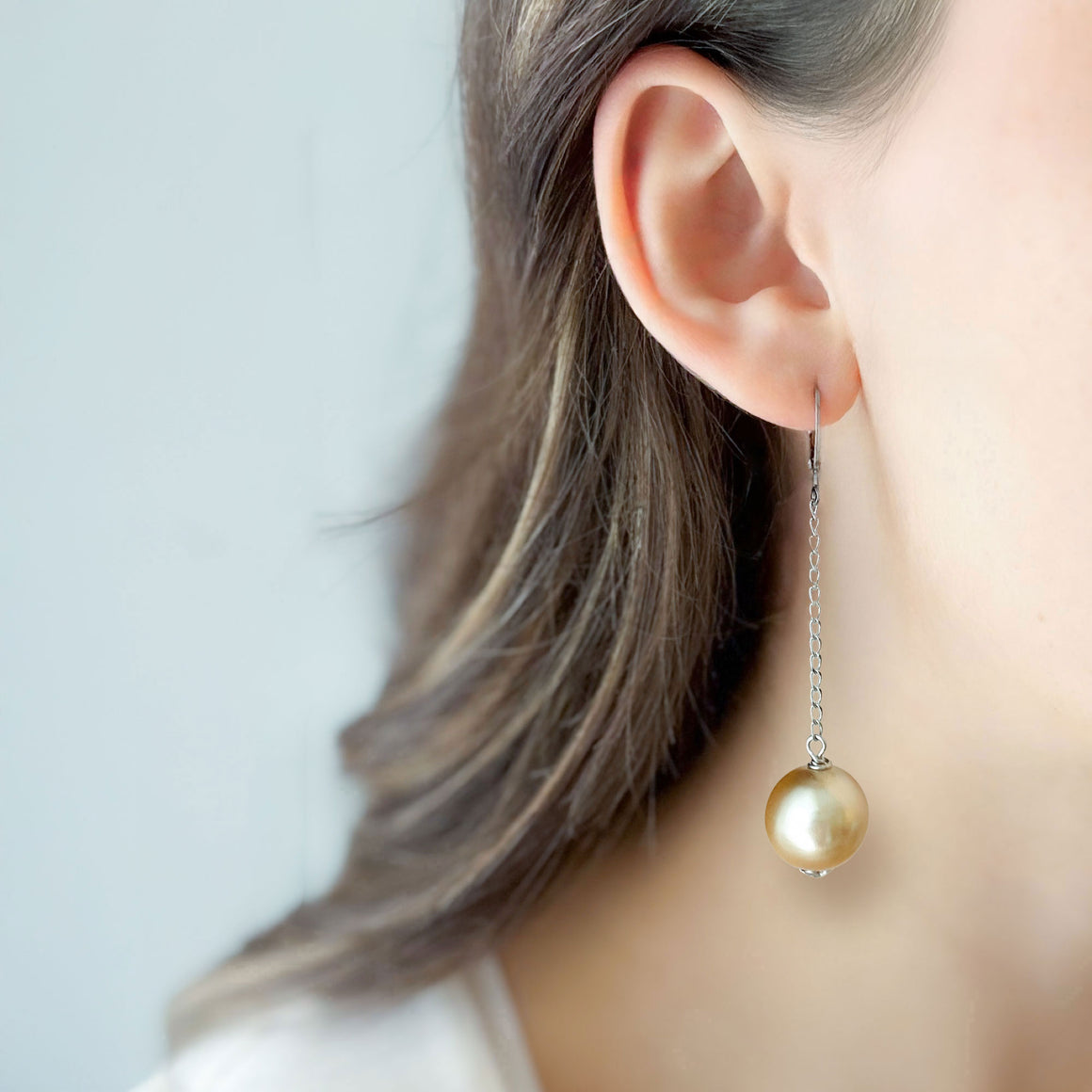 KINGSLEY peachy taupe ball drop earrings-GREEN BIJOU