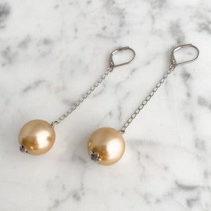 KINGSLEY peachy taupe ball drop earrings - 