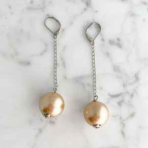 KINGSLEY peachy taupe ball drop earrings-GREEN BIJOU