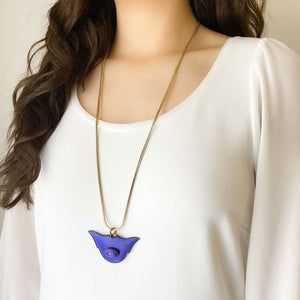 KNOX Art Deco blue enamel pendant necklace - 