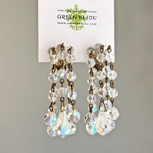 LAGUNA aurora borealis crystal waterfall clip on earrings - 