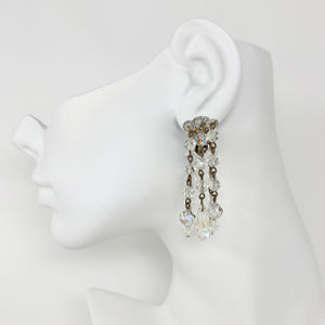 LAGUNA aurora borealis crystal waterfall clip on earrings - 