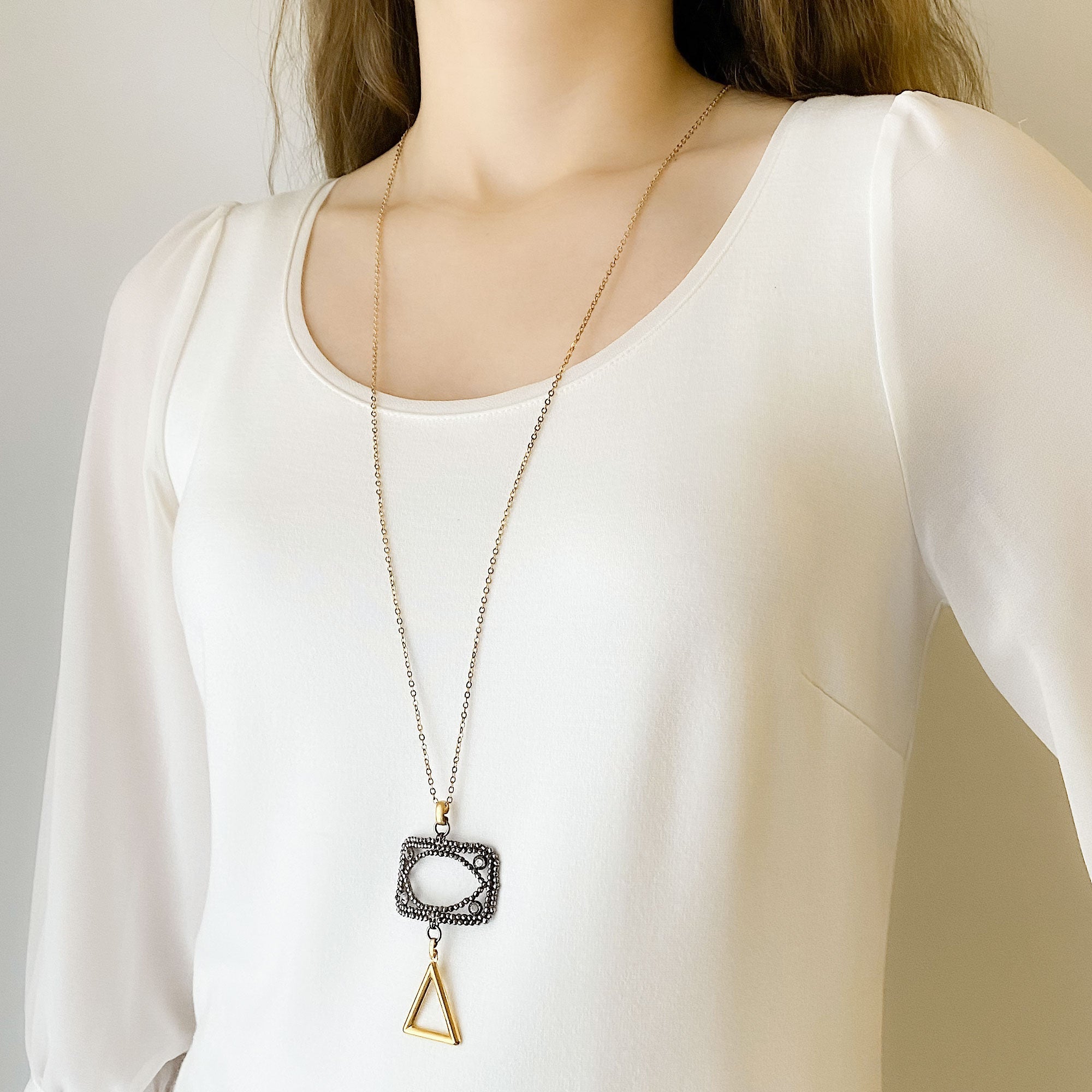 LAKOTA steel buckle and gold triangle necklace - Main Image