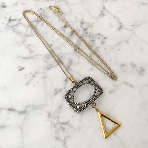 LAKOTA steel buckle and gold triangle necklace - 
