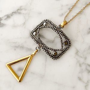 LAKOTA steel buckle and gold triangle necklace - 