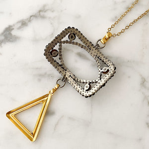 LAKOTA steel buckle and gold triangle necklace - 