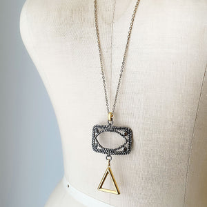 LAKOTA steel buckle and gold triangle necklace - 