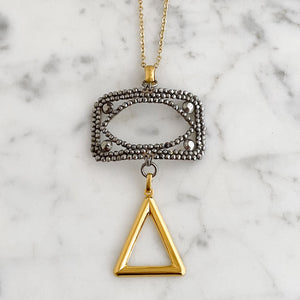 LAKOTA steel buckle and gold triangle necklace - 