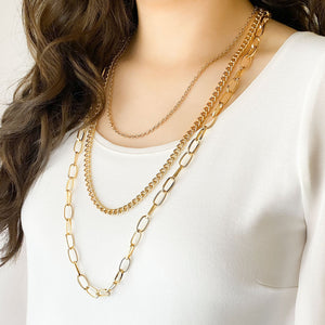 LAMBERT lightweight gold layered necklace set - 