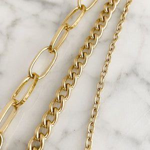LAMBERT lightweight gold layered necklace set - 