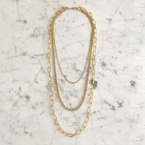 LAMBERT lightweight gold layered necklace set - 