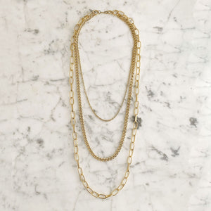 LAMBERT lightweight gold layered necklace set-GREEN BIJOU