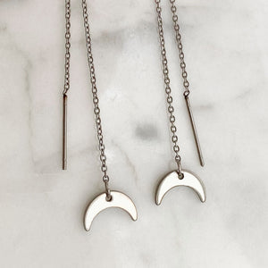 LANELLE silver half moon threader earrings - 