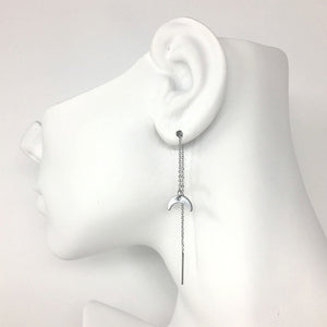 LANELLE silver half moon threader earrings - 