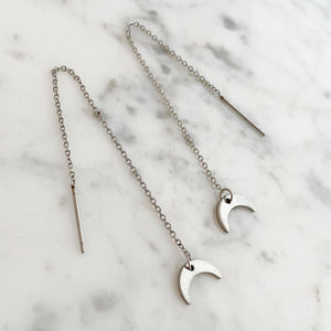 LANELLE silver half moon threader earrings - 