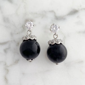 LAVIGNE platinum and black pearl earrings - 