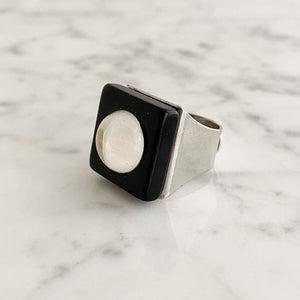 LEGEND square black cocktail ring - 