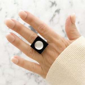 LEGEND square black cocktail ring - 