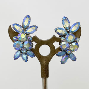 LENORE blue aurora borealis clip earrings - 
