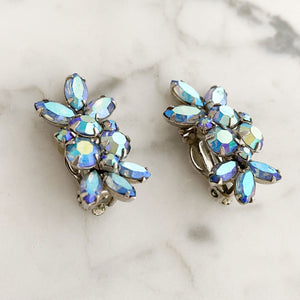 LENORE blue aurora borealis clip earrings - 