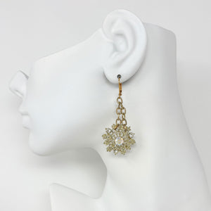 LEOPOLD vintage aurora borealis light gold filigree earrings - 