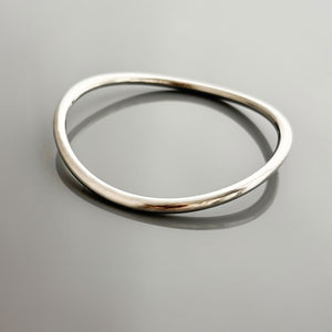 LEVINE vintage silver tone large size wave bangle bracelet - 