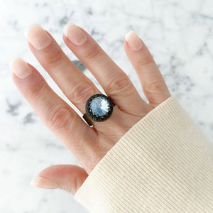 LEVY vintage blue rivoli crystal ring - 