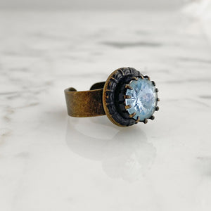 LEVY vintage blue rivoli crystal ring-GREEN BIJOU