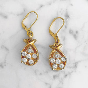 LIANNE vintage gold crystal earrings-GREEN BIJOU