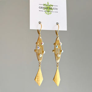 LIDIA long gold caged pendant earrings from Nantes, France - 
