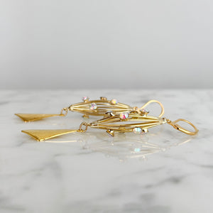 LIDIA long gold caged pendant earrings from Nantes, France - 