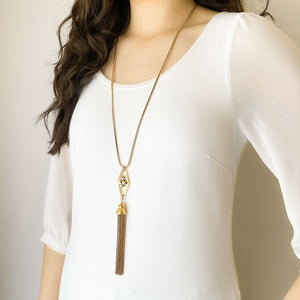 LILY statement gold tassel necklace - 