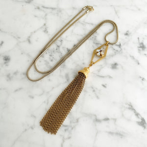 LILY statement gold tassel necklace - 