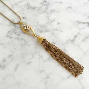 LILY statement gold tassel necklace - 
