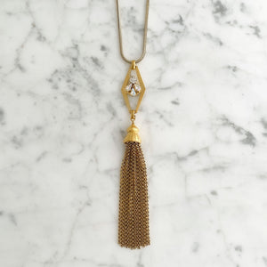 LILY statement gold tassel necklace - 