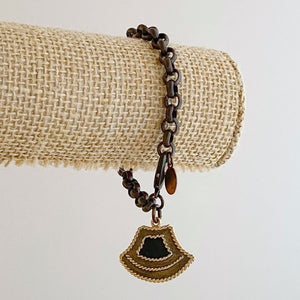LOGAN vintage enamel charm chain bracelet - 