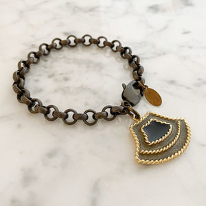LOGAN vintage enamel charm chain bracelet - 