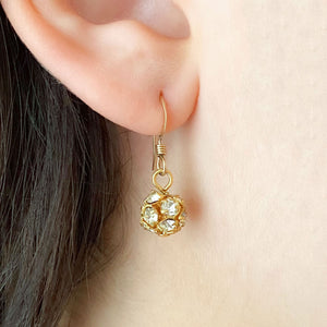 LOLA gold rhinestone ball earrings - 